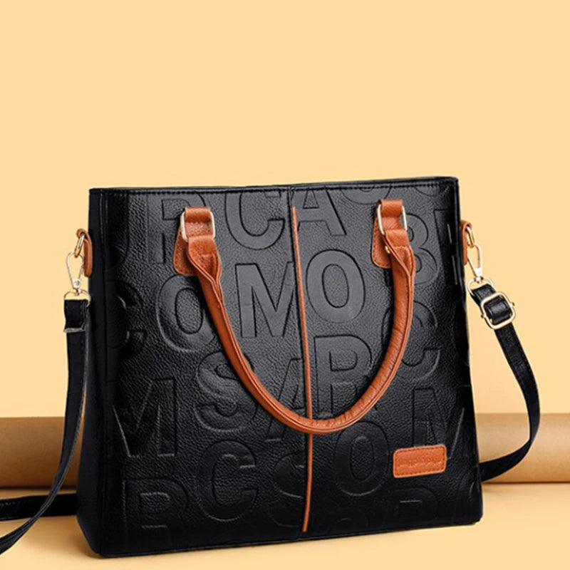 PU Leather Large Capacity Luxury Tote Shoulder Bag – Women's Travel Handbag