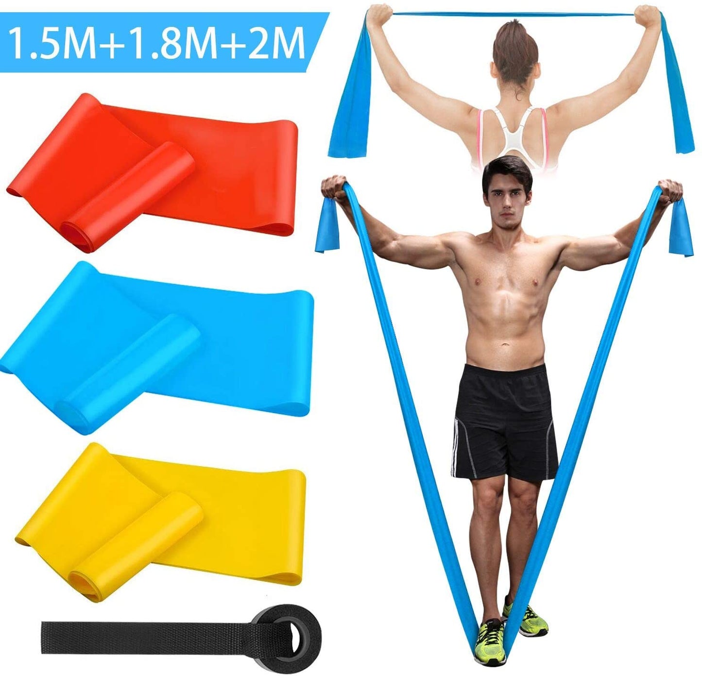 3-Piece Elastic Resistance Band Set – Yoga, Pilates & Crossfit Stretch Bands