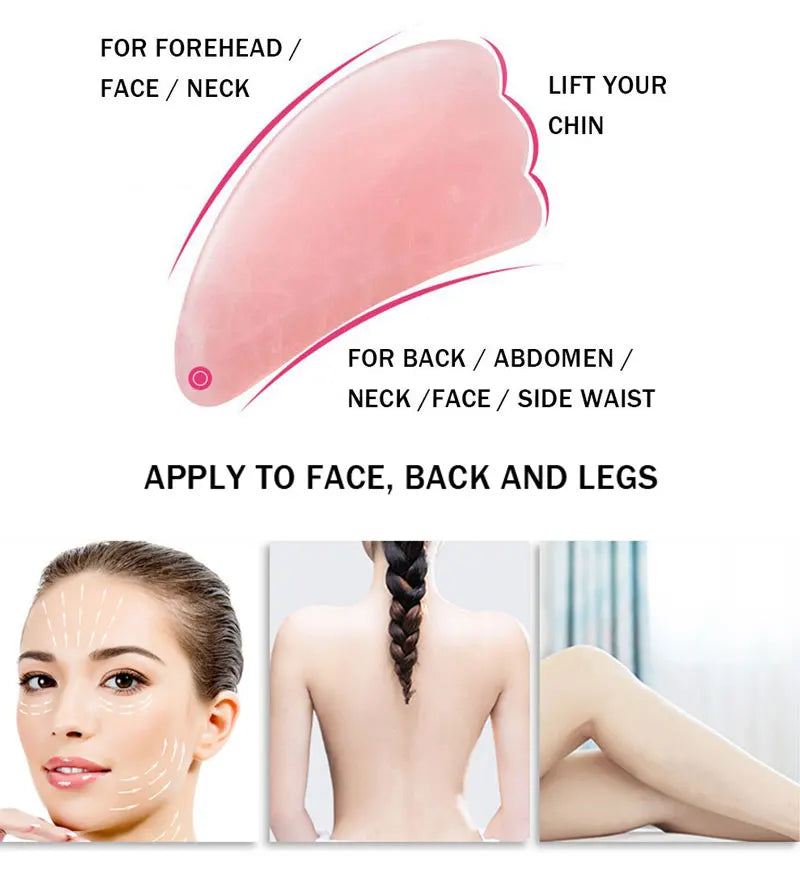 Rose Quartz Face Roller & Gua Sha Set – Natural Stone Facial Massage Beauty Tools