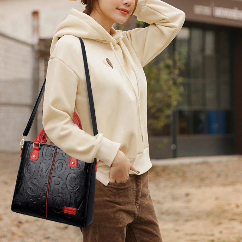 PU Leather Large Capacity Luxury Tote Shoulder Bag – Women's Travel Handbag