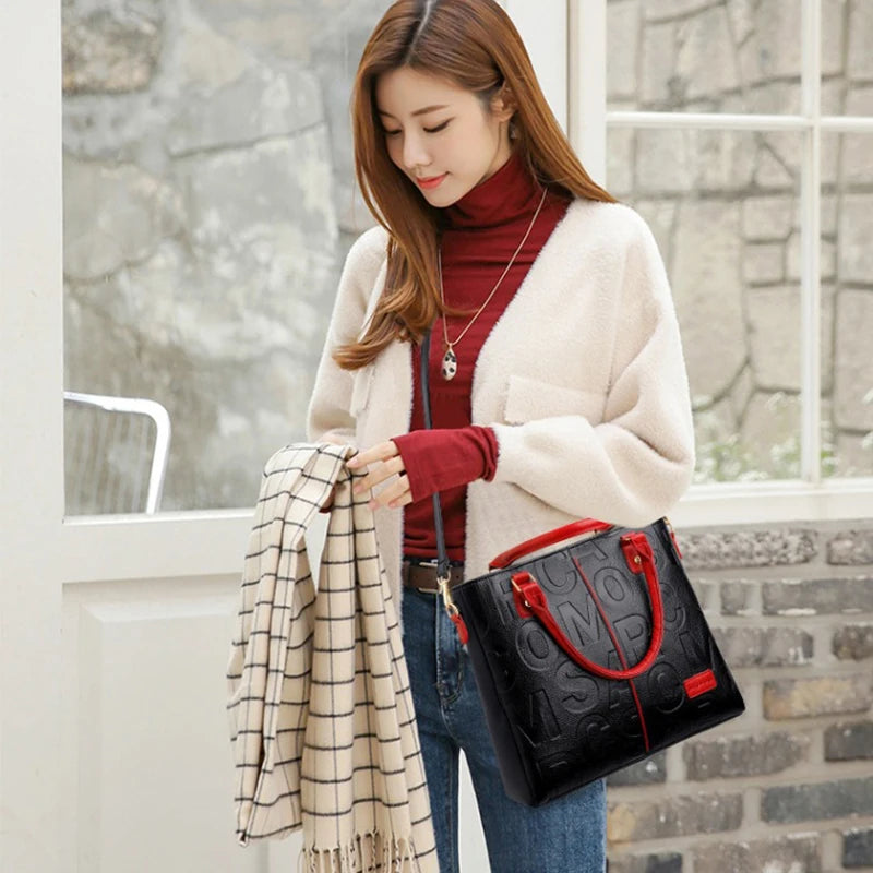 PU Leather Large Capacity Luxury Tote Shoulder Bag – Women's Travel Handbag