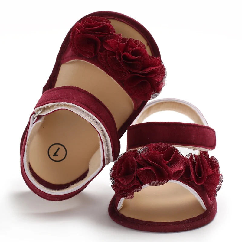 Baby Girls Sandals Soft Sole Summer Infant Wedding Dress Flat Shoes Beach Sandal Newborn Crib Shoes First Walkers