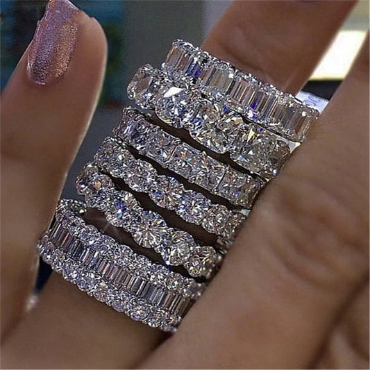 925 Sterling Silver CZ Eternity Band Promise Ring – Engagement Wedding