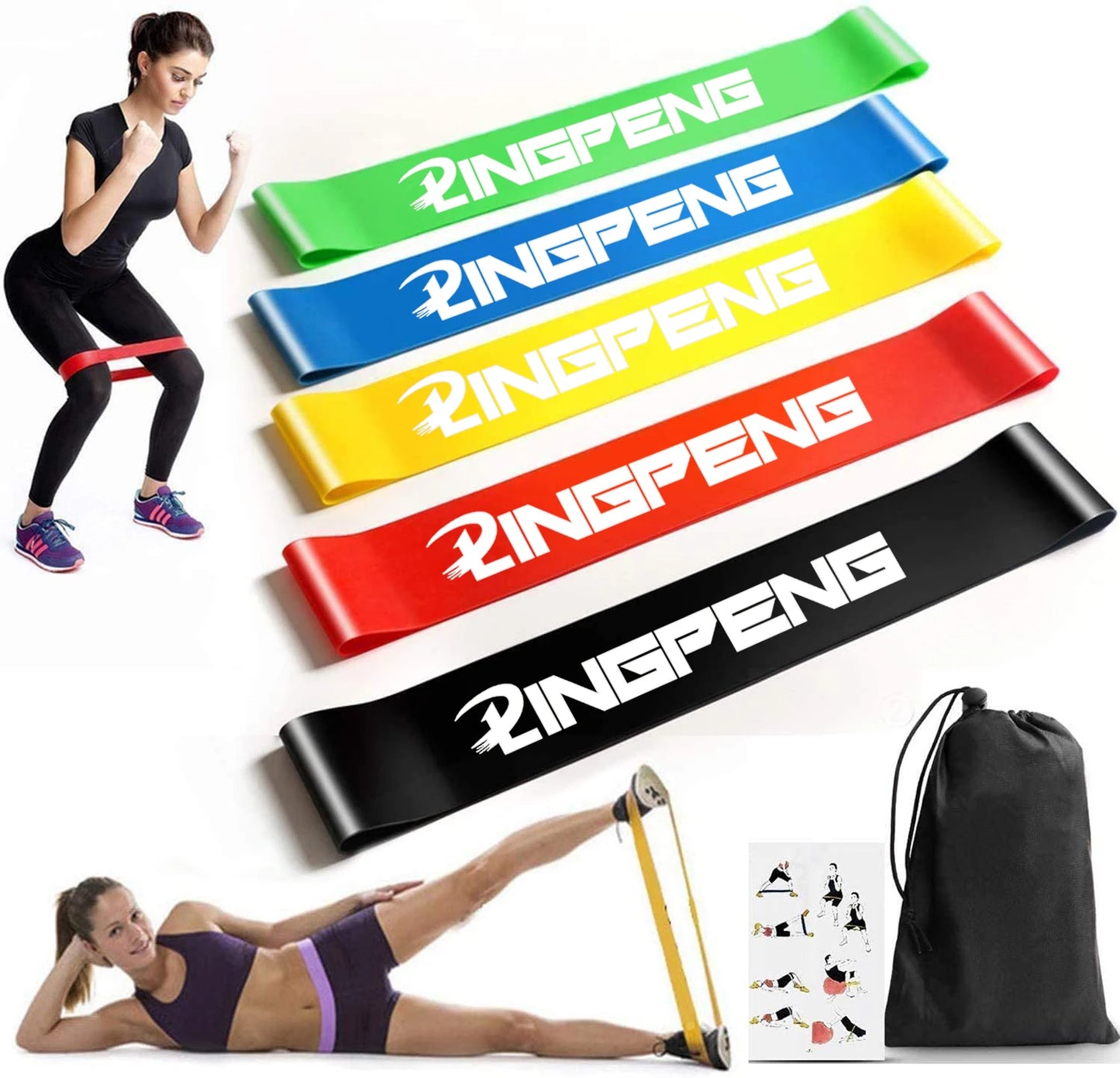 Resistance Exercise Loop Bands Set – 5 Levels for Women & Men Booty & Leg Training