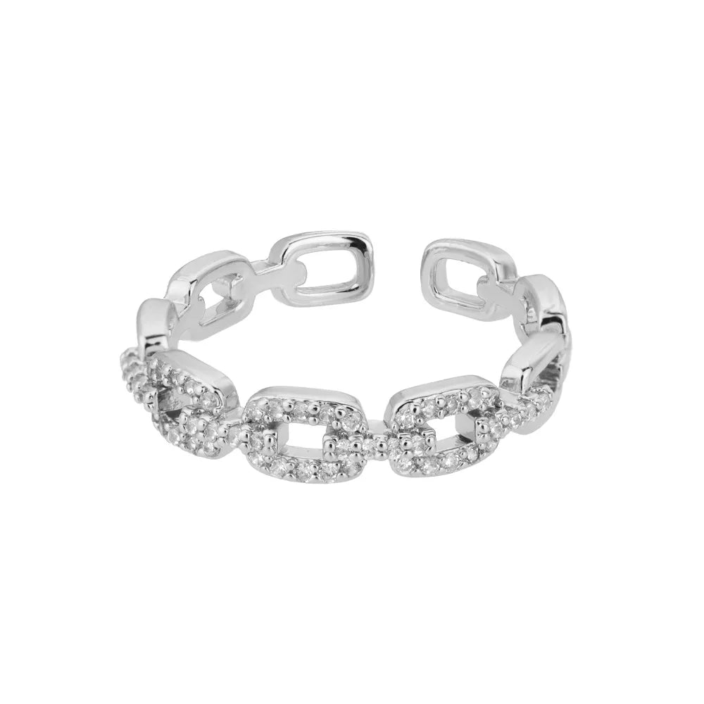 Classic Zircon Twist Chain Rings For Women Stainless Steel  Elegant Couple Ring Wedding Jewelry Gift Bijoux Femme Free Shipping