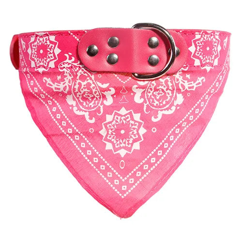 Leather Print Adjustable Dog Bandana Collar – Soft Pet Neckerchief Scarf