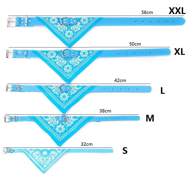 Leather Print Adjustable Dog Bandana Collar – Soft Pet Neckerchief Scarf