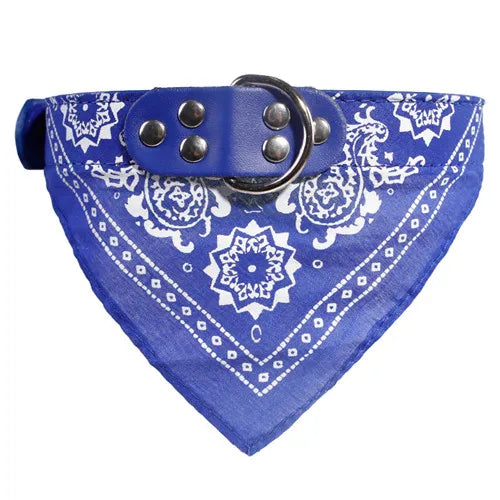 Leather Print Adjustable Dog Bandana Collar – Soft Pet Neckerchief Scarf