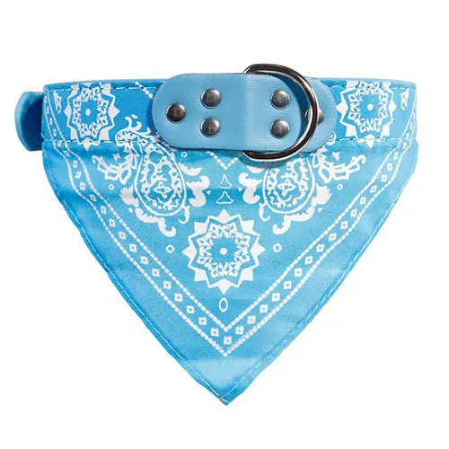 Leather Print Adjustable Dog Bandana Collar – Soft Pet Neckerchief Scarf