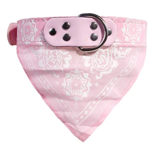 Leather Print Adjustable Dog Bandana Collar – Soft Pet Neckerchief Scarf