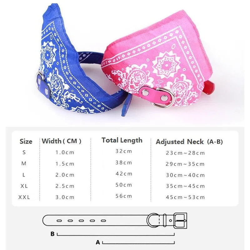 Leather Print Adjustable Dog Bandana Collar – Soft Pet Neckerchief Scarf