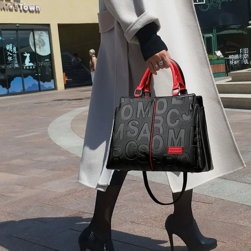 PU Leather Large Capacity Luxury Tote Shoulder Bag – Women's Travel Handbag