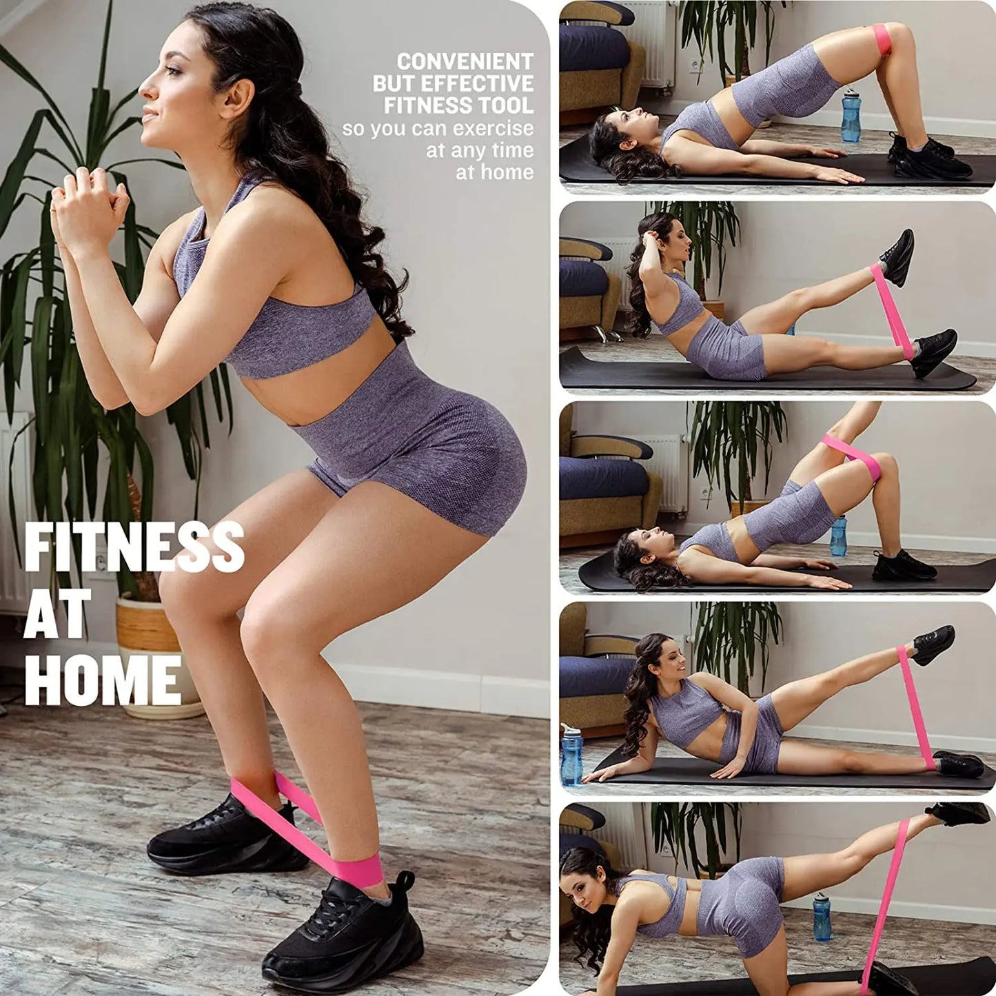 Resistance Exercise Loop Bands Set – 5 Levels for Women & Men Booty & Leg Training