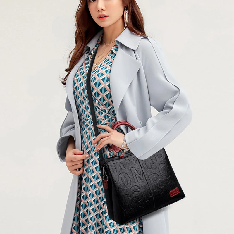 PU Leather Large Capacity Luxury Tote Shoulder Bag – Women's Travel Handbag