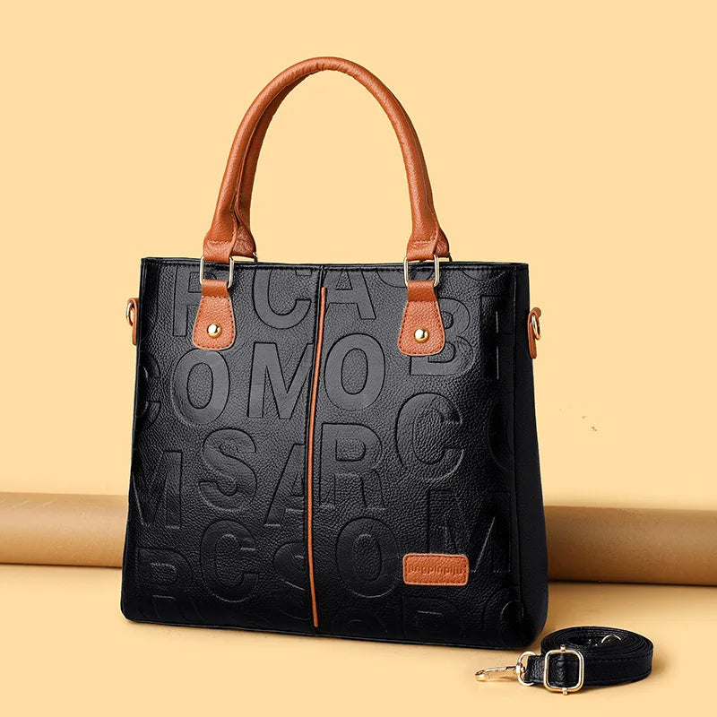 PU Leather Large Capacity Luxury Tote Shoulder Bag – Women's Travel Handbag