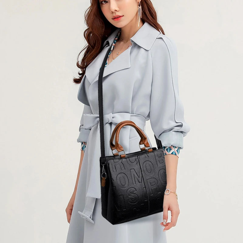 PU Leather Large Capacity Luxury Tote Shoulder Bag – Women's Travel Handbag
