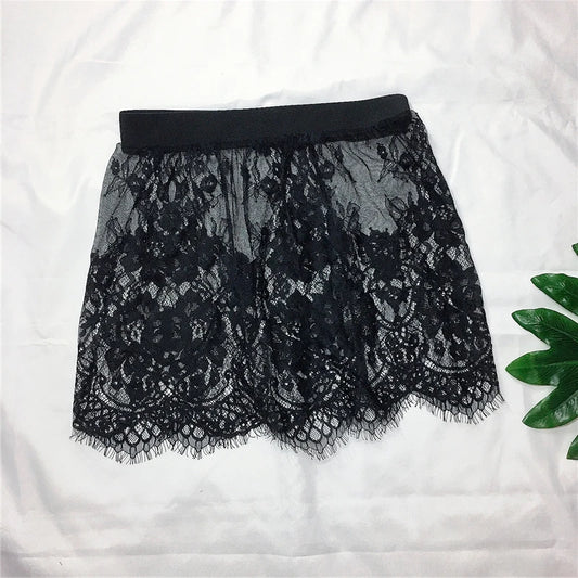 Women's Sheer Lace Mesh Mini Skirt – Layering Underskirt