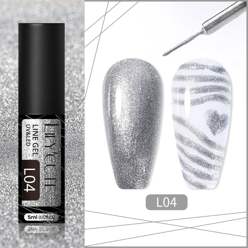 Silver Metallic Gel Nail Polish Liner – Super Bright Mirror Pull Line Art Pen