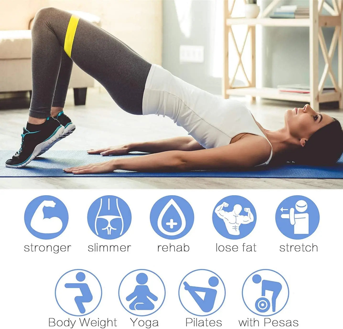 Resistance Exercise Loop Bands Set – 5 Levels for Women & Men Booty & Leg Training