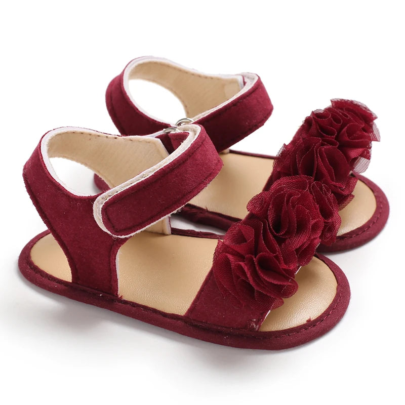 Baby Girls Sandals Soft Sole Summer Infant Wedding Dress Flat Shoes Beach Sandal Newborn Crib Shoes First Walkers