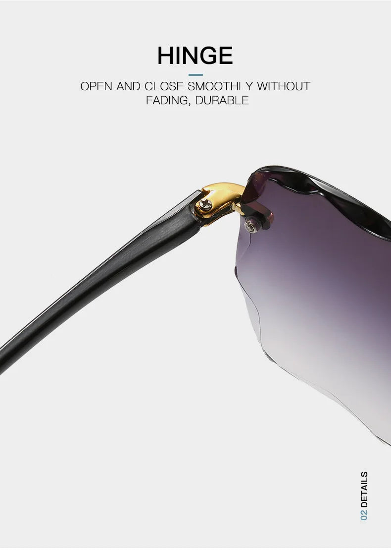 Square Rimless Sunglasses Women Luxury Brand Designer Summer Red Glasses Fashion Sun glasses For Men UV400 Shades Oculos