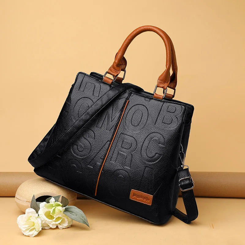 PU Leather Large Capacity Luxury Tote Shoulder Bag – Women's Travel Handbag