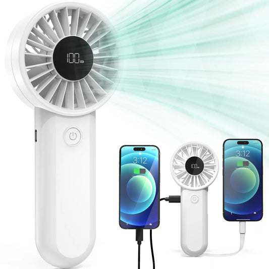 2-in-1 Rechargeable Multifunction Handheld Fan and Powerbank for Household Car Outdoor Hotel RV Use