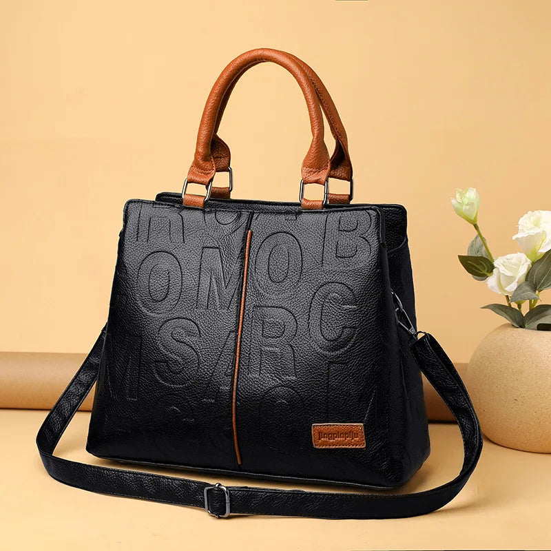 PU Leather Large Capacity Luxury Tote Shoulder Bag – Women's Travel Handbag