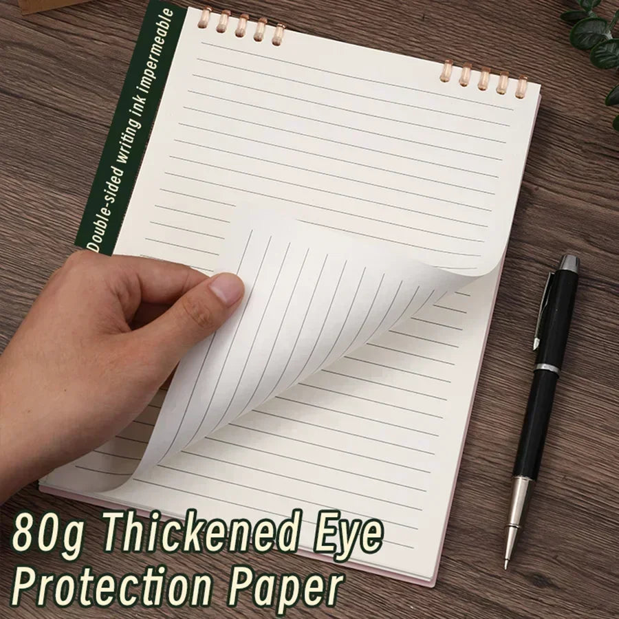 A5 60 Sheets Planner Thick Notebook Spiral Binding Loose-leaf Notebooks with Lines Pages for School Office Stationery Supplies