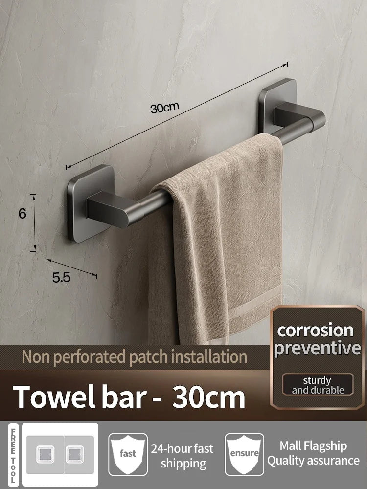 No-Drill Bathroom Towel Bar & Hook Set – Adhesive Wall-Mounted Rack