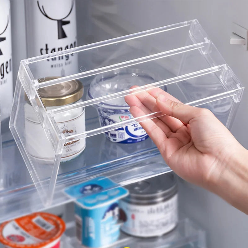 Fridge Storage Rack & Layered Separator Shelves – Transparent Space-Saving Organiser