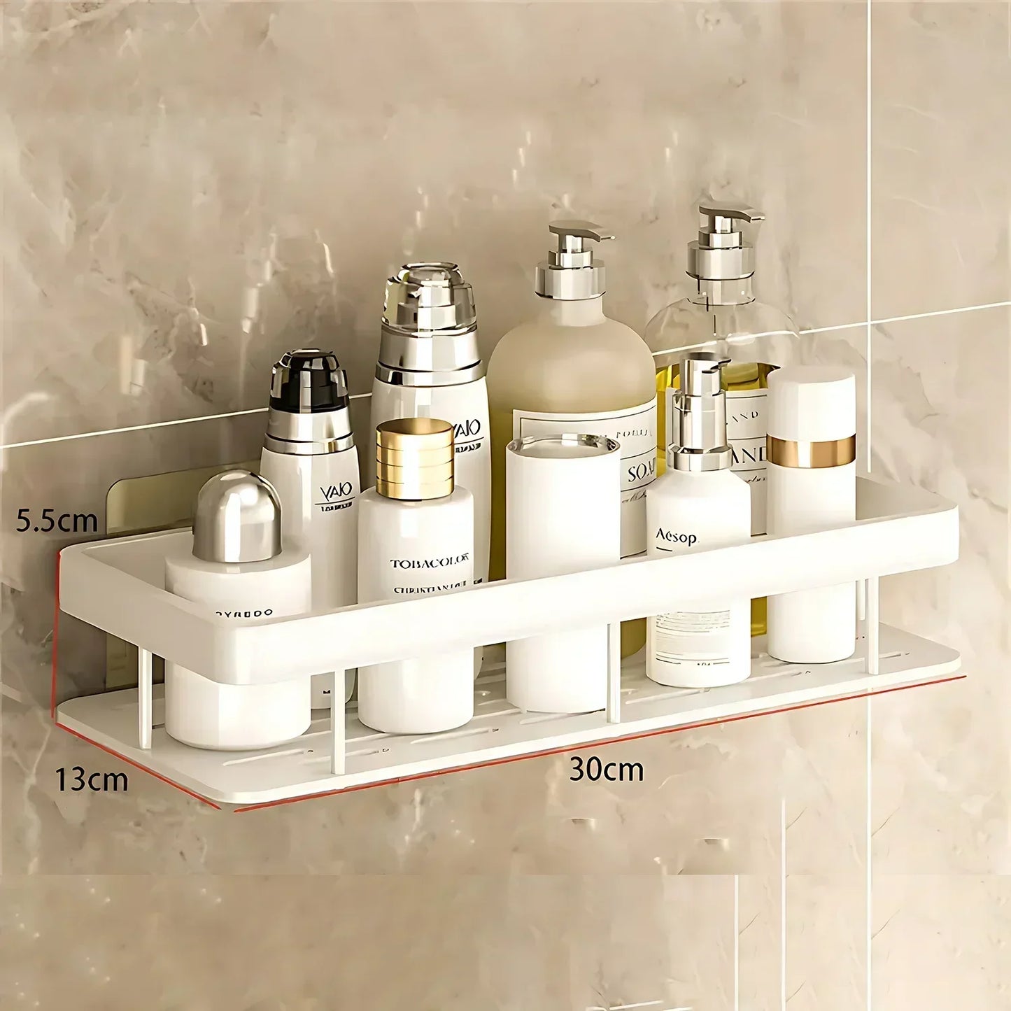 No-Drill Aluminium Shower Shelf – Bathroom Shampoo & Toiletry Storage Rack