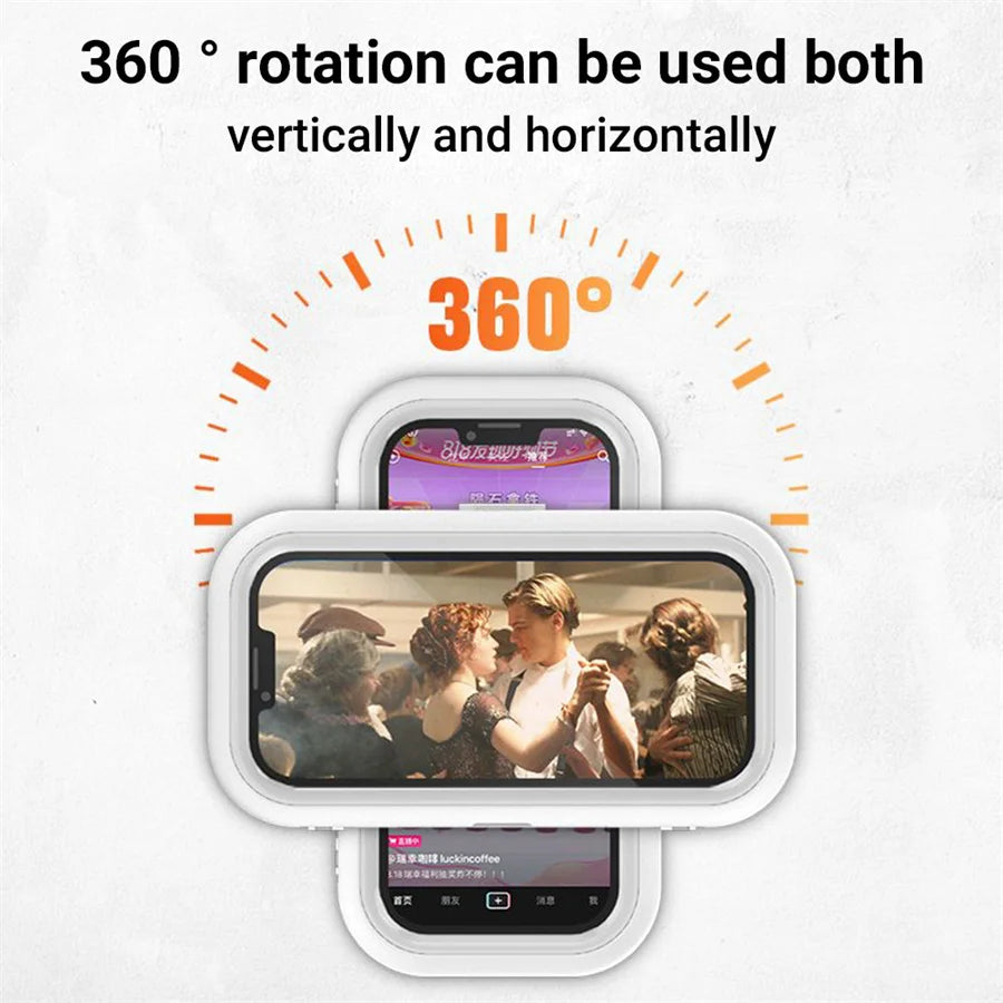 Waterproof Shower Phone Holder Rotation Angle Adjustable Telescoping Wall Mount Phone Holder for Bathroom Kitchen Bracket Stand