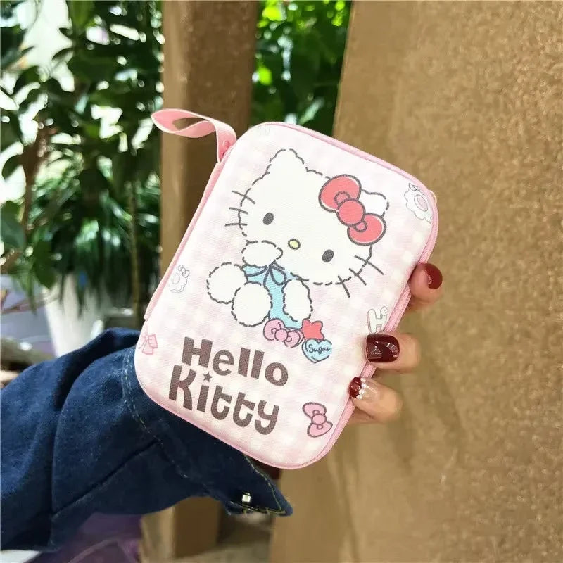 Hello Kitty Data Cable Charger Storage Box Earphone Cable Storage Bag Cartoon Cute Portable Mini Bag Camera Organizer Box