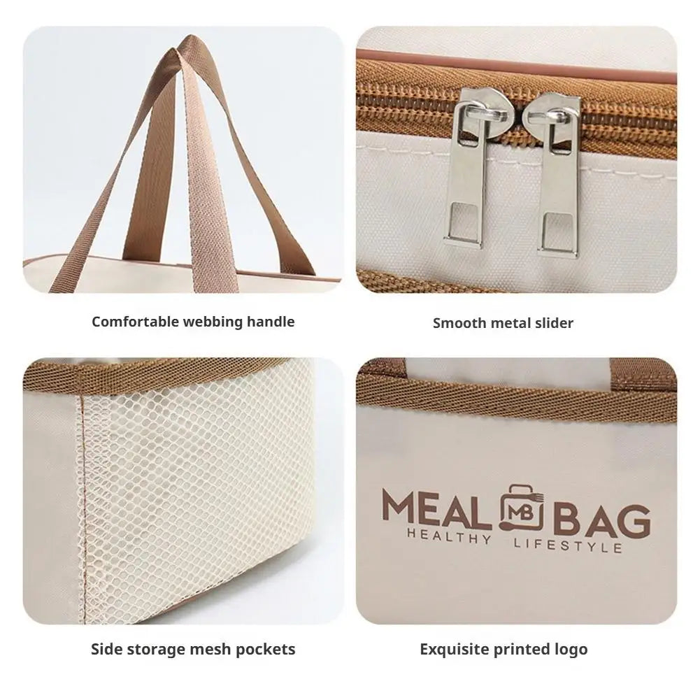 Large Capacity Tote Bento Insulated Lunch Bag Picnic Food Box Storage Ice Cooler Thermal Bag Portable Handheld Insulation Bags