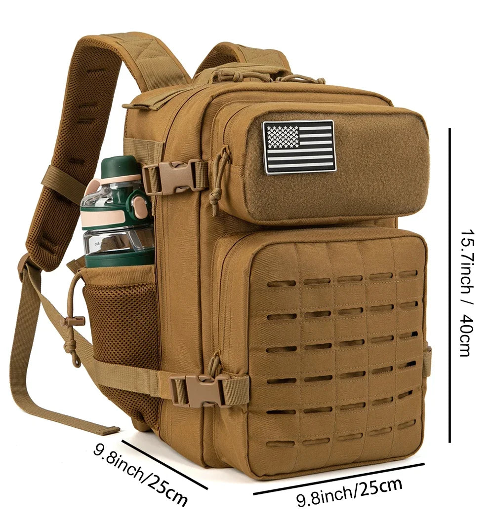 25L/45L Tactical Backpack for Men and Women Outdoor Survival Bug Out Bag Small School Rucksack Hking with Bottle Holder