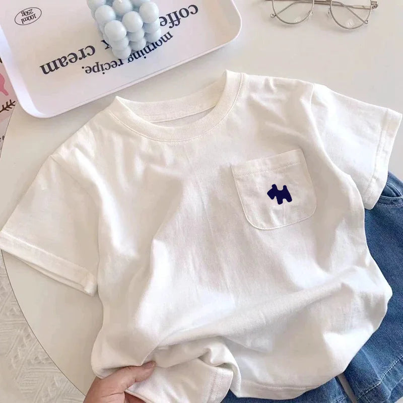 Children's Soft Cotton T-shirt Cotton Boys Summer Baby Boys and Girls New Clothing Girls Loose Casual Blouse Half-sleeved