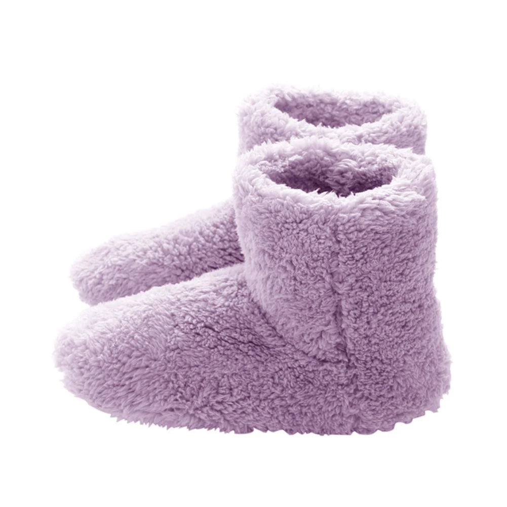 Women Men Electric Heating Shoes Washable USB Heated Shoes Comfortable Plush Snow Boots Washable Foot Warmer Slipper for Winter