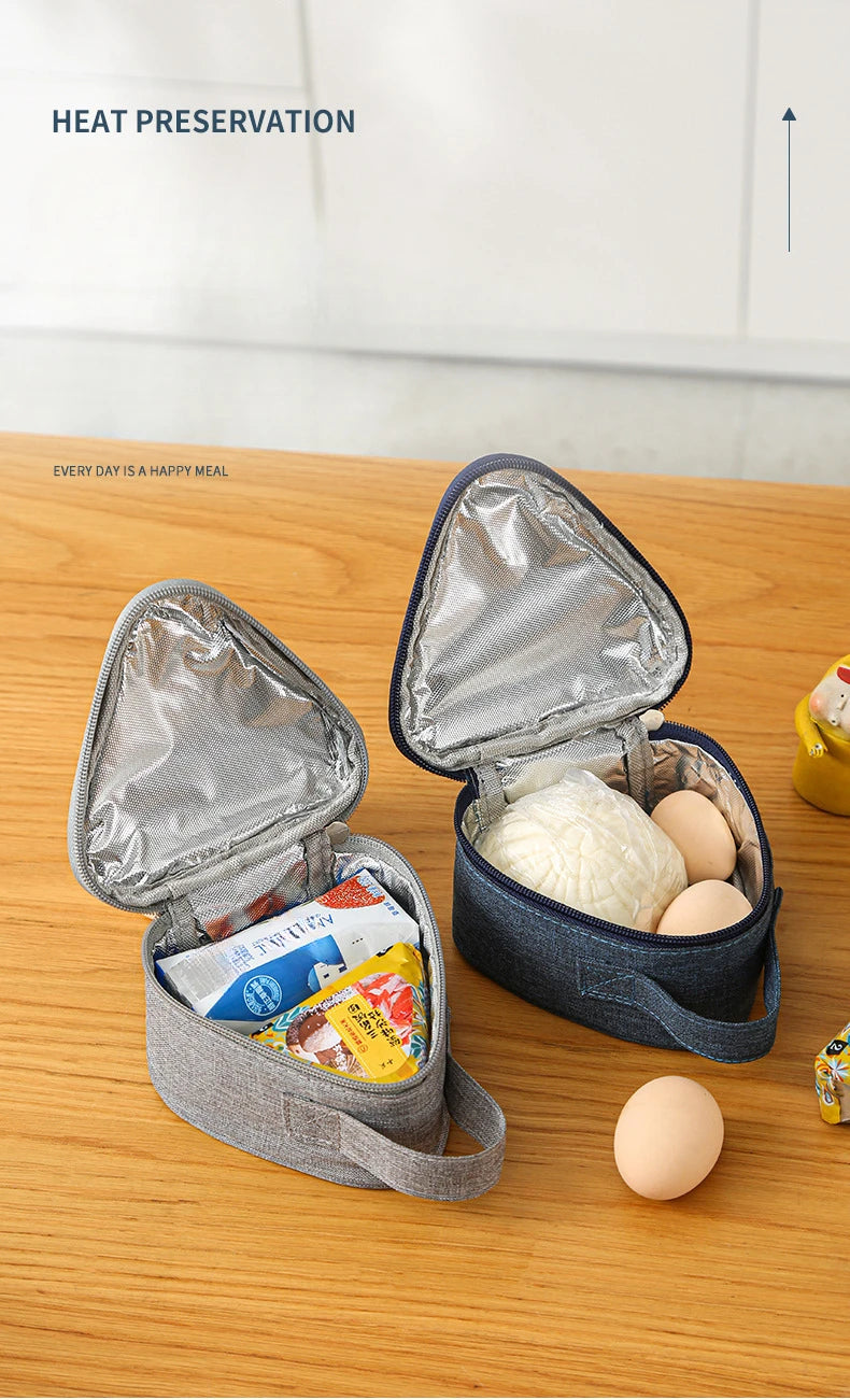 Triangle Portable Breakfast Insulation Bag Aluminum Foil Lunch Bag Mini Rice Vegetable Roll Outdoor Picnic Lunch Box