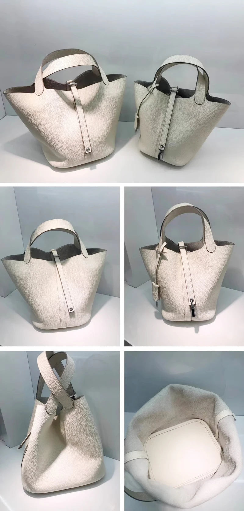 MENDY Genuine Leather Bucket Bag – Premium Large Tote Handbag for Women