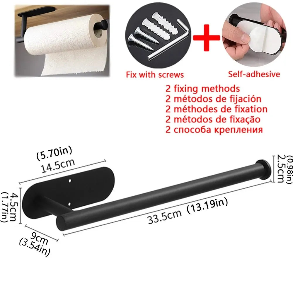 Adhesive Kitchen Paper Towel Holder – Wall-Mount Tissue & Roll Dispenser