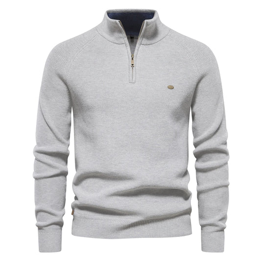 Heren Trui met Hoge Kraag, Ritssluiting en Kabelpatroon – Warme Casual Wintertrui
