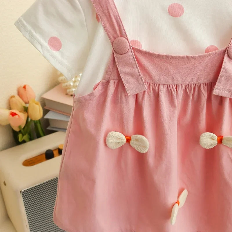 Baby Girl Clothes Summer Polka Dot Print Cute Three-Dimensional Bow Decoration Baby Dresses Sweet Birthday Party Baby Clothes