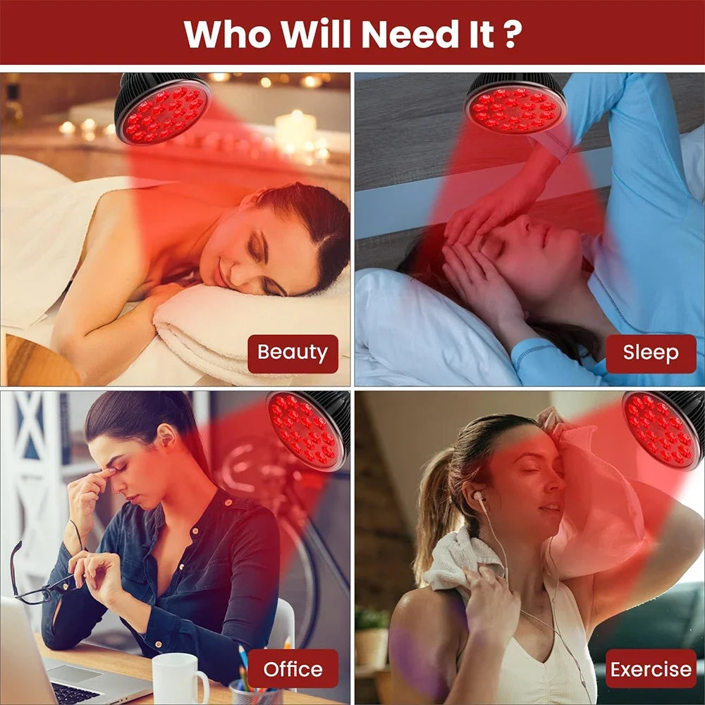 54W Red & Infrared Light Therapy Lamp – 660nm & 850nm Full Body Pain Relief Panel