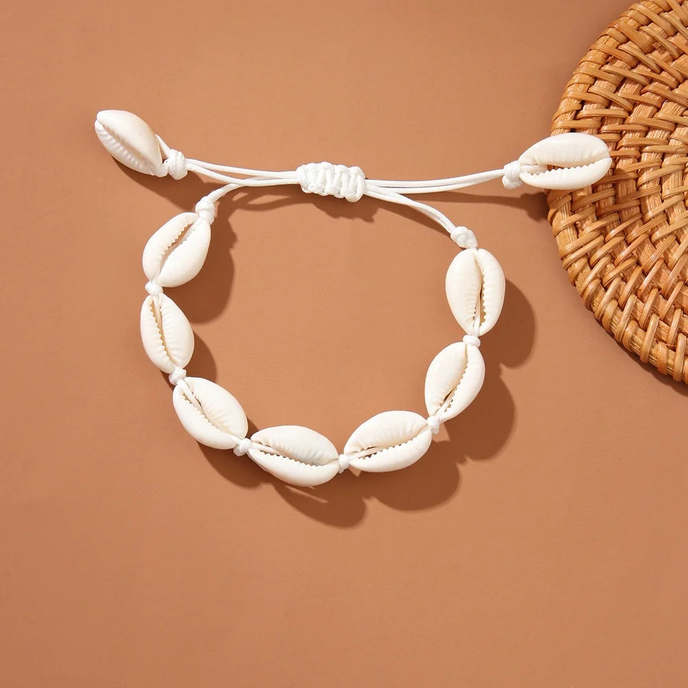 Bohemian Hawaiian Sea Shell Bracelet Necklace Jewelry Bohemian Rope Chain Necklace Women's Summer Ocean Collar Necklace Gift