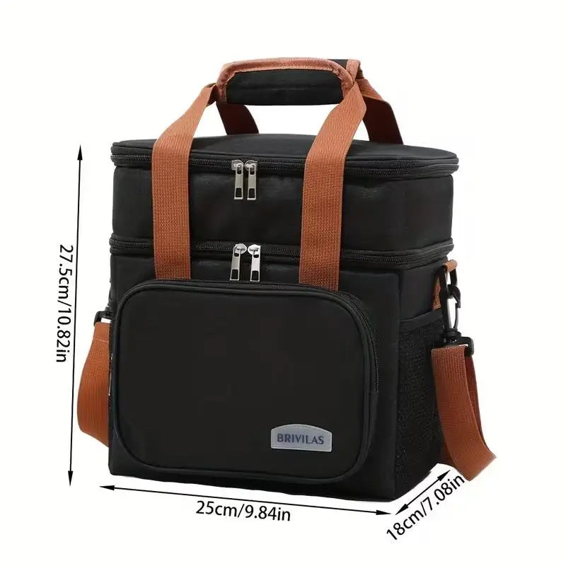 ✰✪1pc Insulated Lunch Bag, Large Capacity Double-layer Insulated Tote Bag, Suitable For Picnics, School And Work.