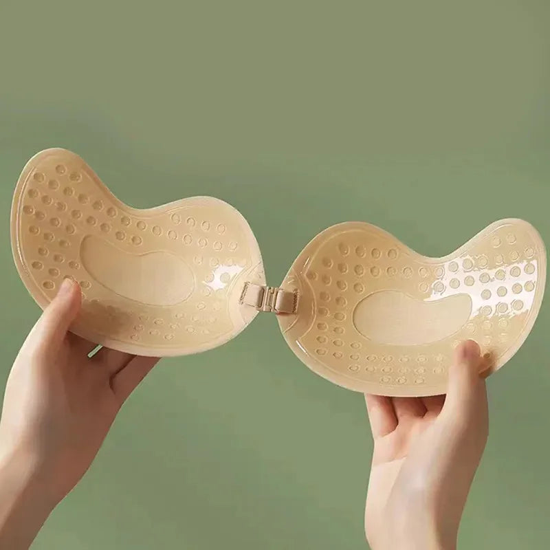 Sexy Women Invisible Push Up Bra Self-Adhesive Silicone Bust Front Closure Sticky Bra Skin Backless Strapless Bra