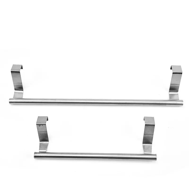 Kitchen Cabinet Door Towel Bar Stainless Steel Door Back Towel Hanging Holder Bathroom Punch-free Towels Hooks Home Organizer