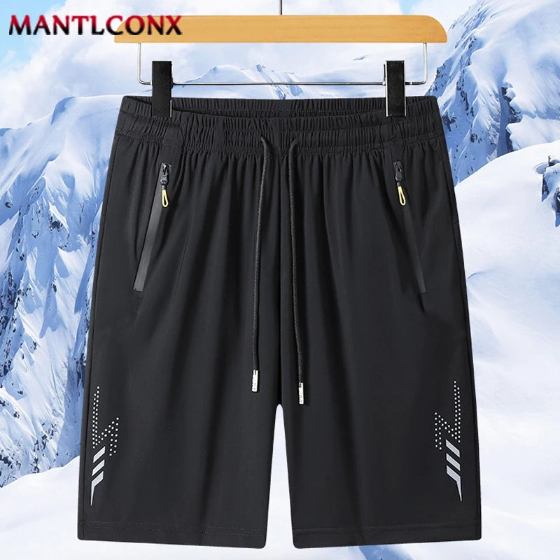 Quick Dry Shorts Men Summer Thin Short Pants Running Sports Bottom Gym Fitness Beach Zipper Pocket Loose Short Sweatpants Men