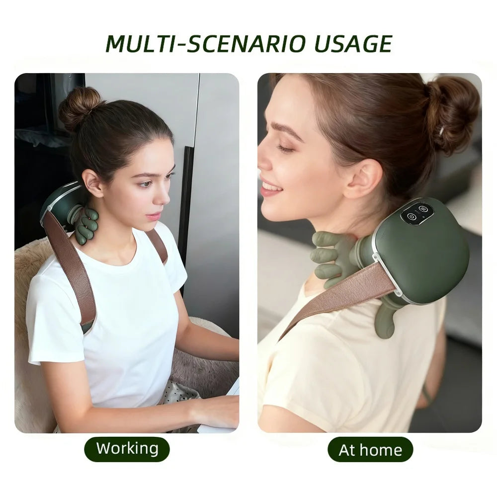 Wireless Bionic Finger Neck & Shoulder Kneading Massager – Shawl Wrap Design